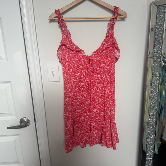 Zara Floral flirty Red Women's mini summer dress boho romantic M - Picture 3 of 7